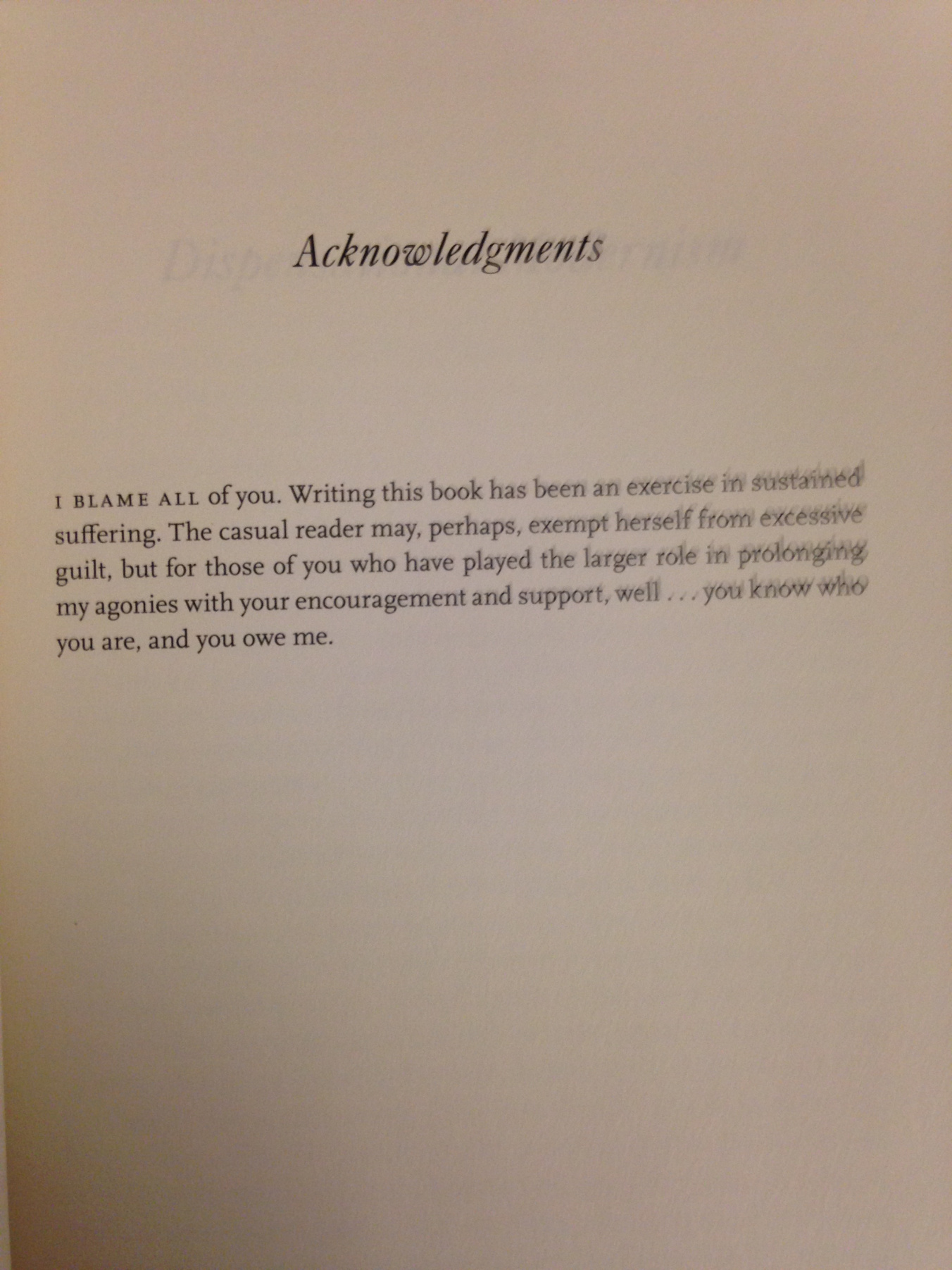 The best (or at least the most honest) acknowledgements section of